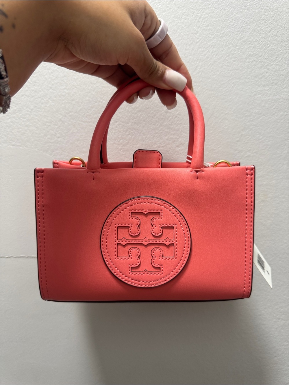 Tory Burch Coral Pink Logo Mini Tote